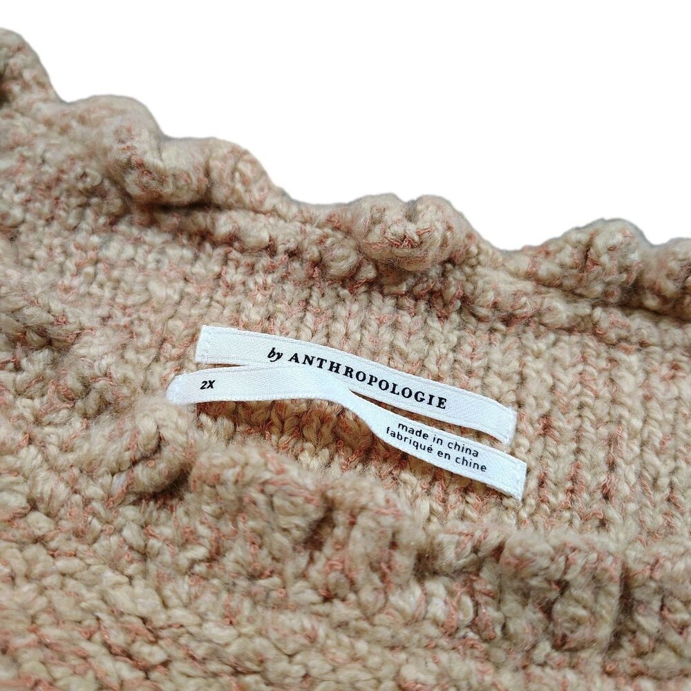 Anthropologie Womens Romantic Cottagecore Knit Sweater Vest Size 2X Ruffle Trim - Picture 11 of 15